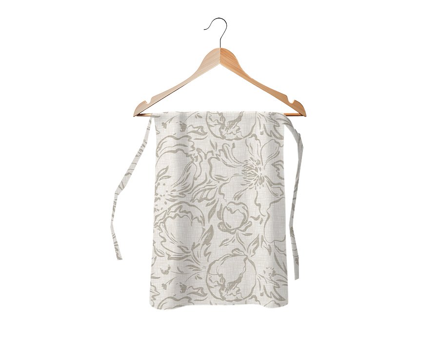 Delantal Cintura Flor Lino. (Lino Viscosa)