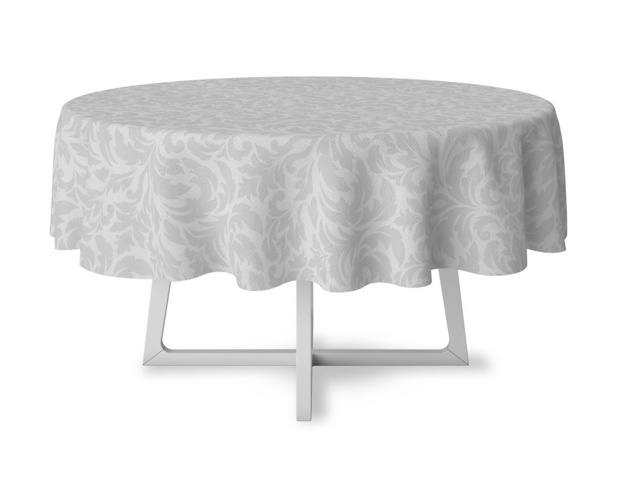 Mantel Redondo Damasco White Antimanchas