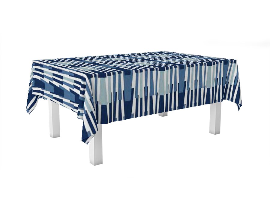 Mantel Rectangular RAYA QUEBRADA AZUL (GABARDINA)