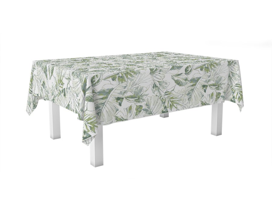 Mantel Rectangular Palmas Verdes (Gabardina)