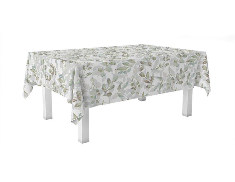 Mantel Rectangular Flower Verde Antimanchas