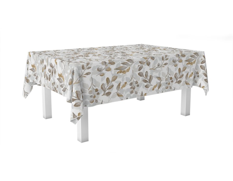 Mantel Rectangular Flower Visón (Gabardina)