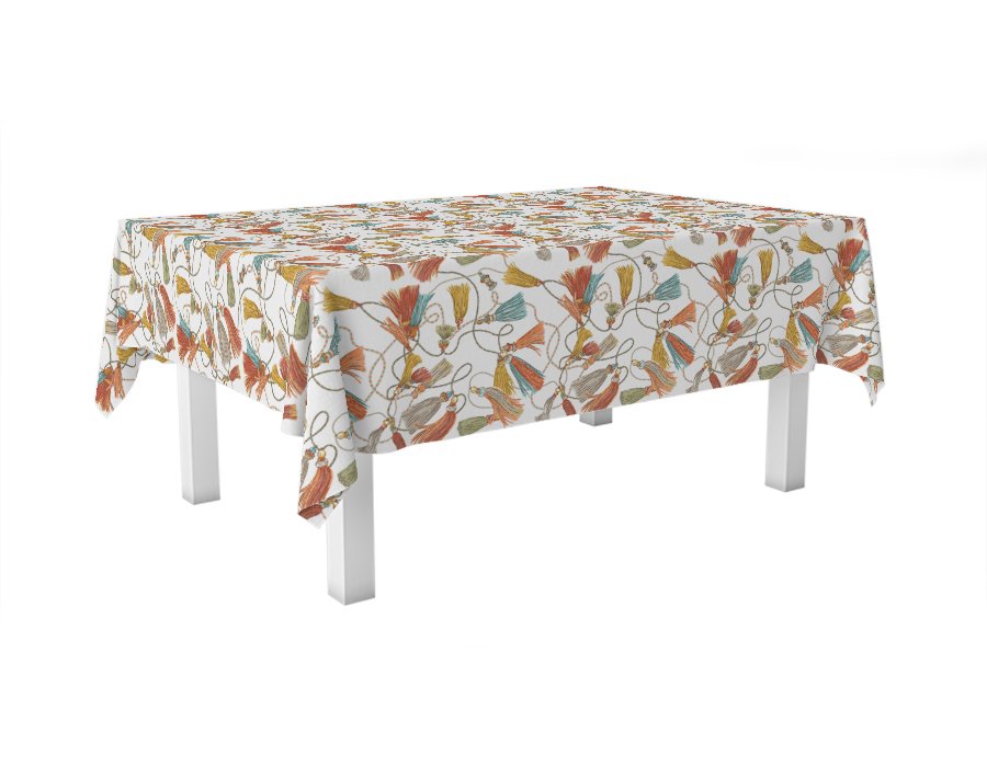 Mantel Rectangular Borlas (Lino Viscosa)