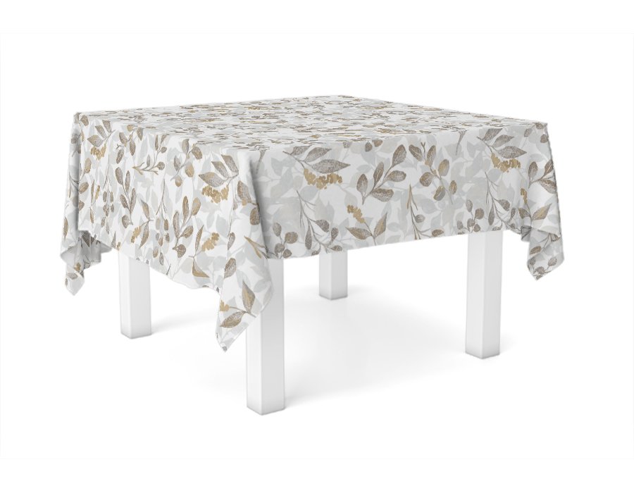 Mantel Cuadrado Flower Visón (Gabardina)