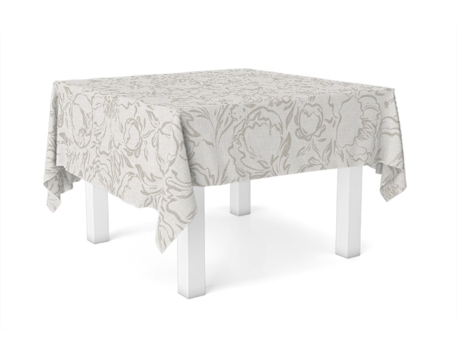 Mantel Cuadrado Flor Lino. (Lino Viscosa)