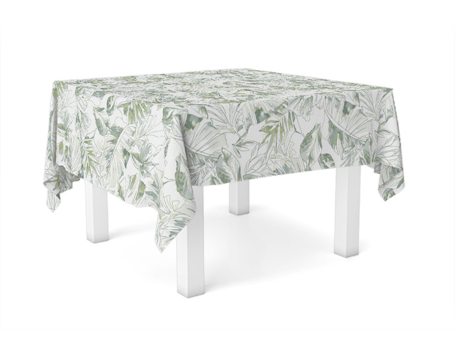 Mantel Cuadrado Palmas Verdes (Gabardina)