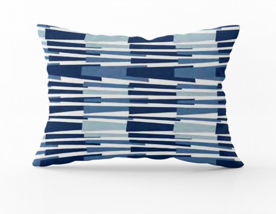 Almohadón RAYA QUEBRADA AZUL (GABARDINA)