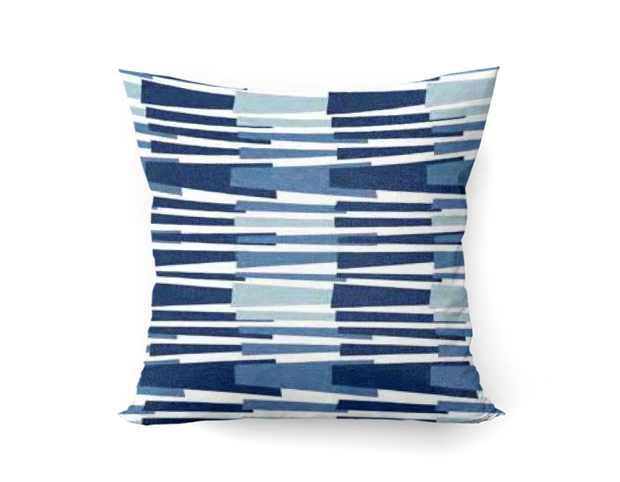 Almohadón RAYA QUEBRADA AZUL (GABARDINA)